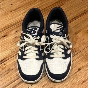 New Balance 480 White and Navy Blue Sneakers